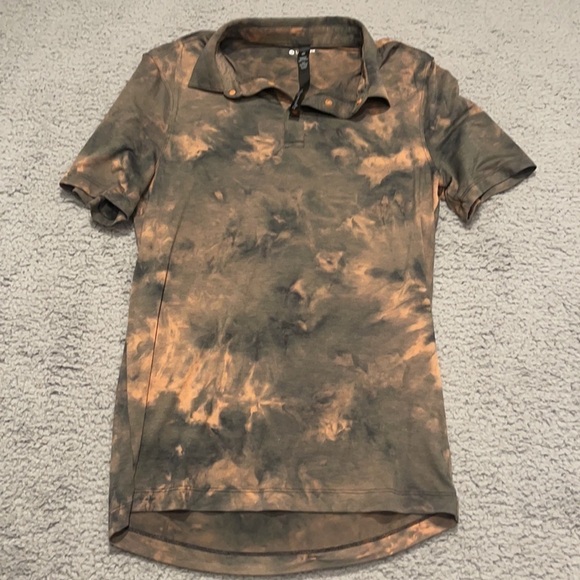 Lululemon Mens Fall XS Evolution Short Sleeve PoloTie Dye Sunset Gray Orange - Picture 2 of 7